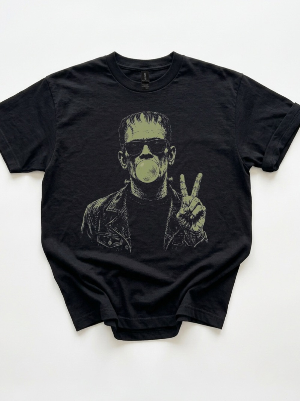 Gildan Black Vintage Frankenstein Graphic Tee